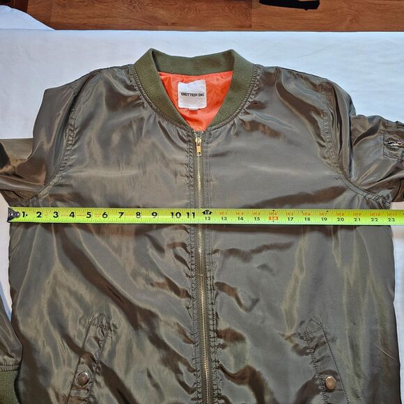 Better Be Shiny Bomber Jacket in Olive Green Zip up w Pockets sz M - Picture 5 of 7